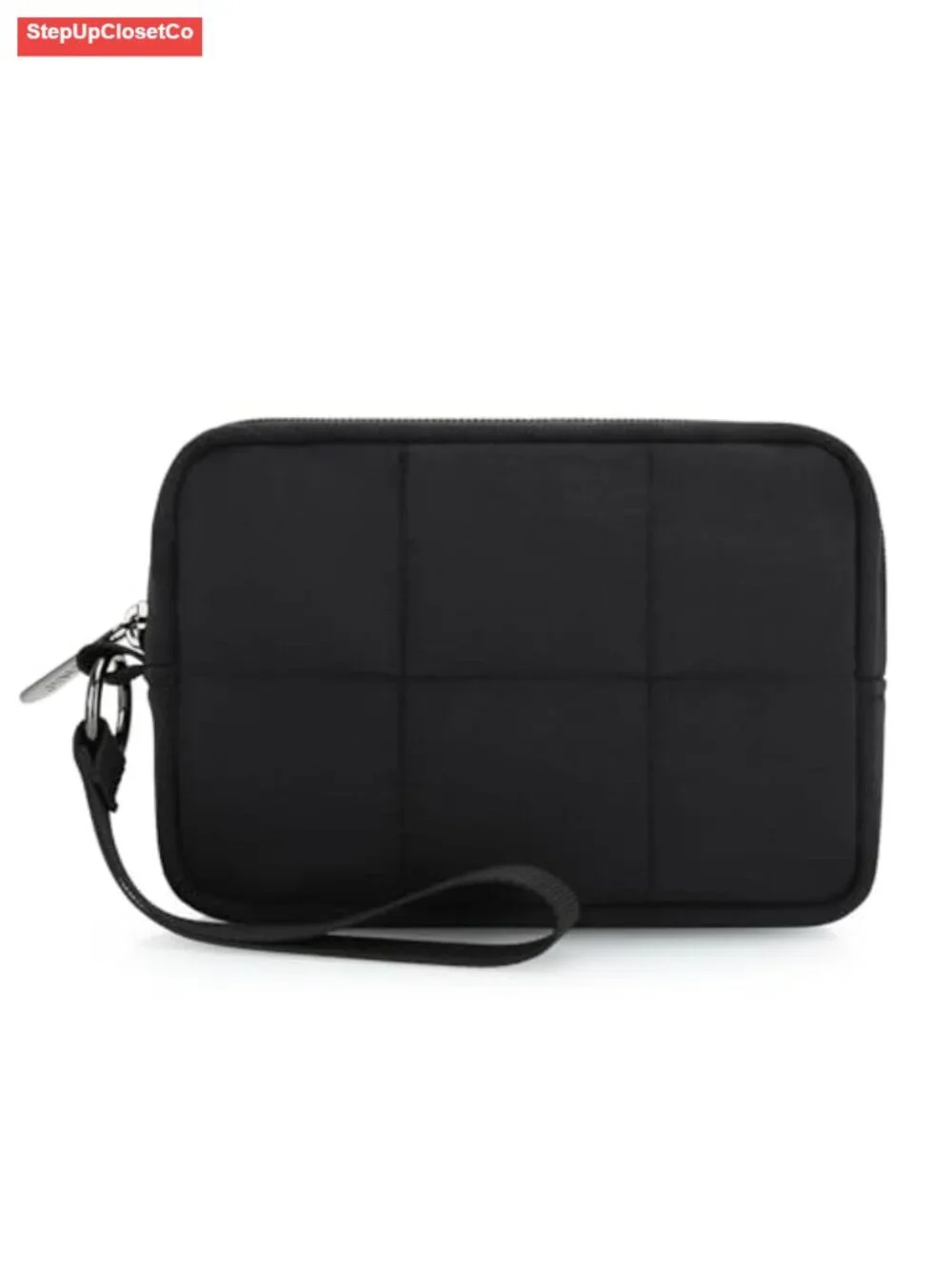 Quilted Nylon Wristlet Pouch Women Travel Makeup Bag Compact Cosmetic Organizer